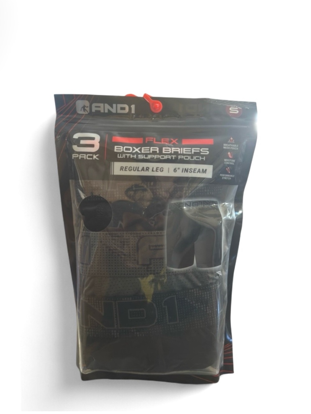 AND1 Black Flex Boxer Briefs 3-Pack w/ Support Pouch Size Small (28-30 in.)